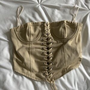 Tan Lace-Up Corset Top